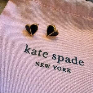 kate spade black enamel heart stud earrings. Cute heart backs too. Worn once